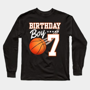 Basketball 7th Birthday Kids 10 Years Old Boys Girls Long Sleeve T-Shirt